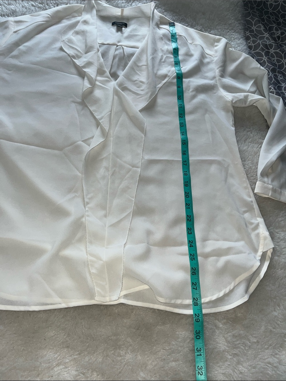 Ann Taylor Ivory Ruffle-Front Blouse - Picture 9 of 9